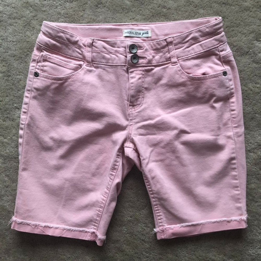 Imperial Star Girls Pink Denim Stretch Bermuda Shorts